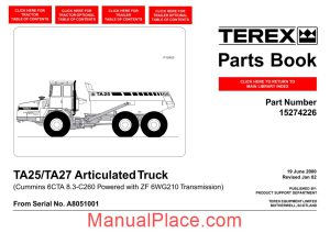 terex ta25 27 articulated truck parts book page 1