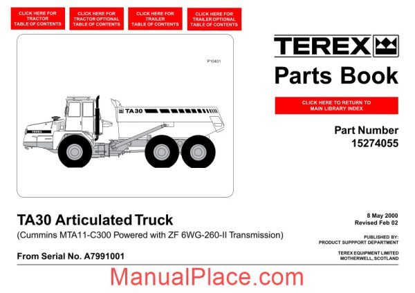 terex ta30 articulated truck parts book page 1