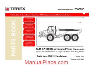 terex ta35 g7 ocdb articulated truck europe only parts book page 1
