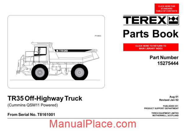 terex tr35 off highway truck parts book 16t15654 page 1