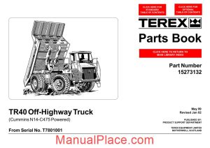 terex tr40 off highway truck parts book page 1