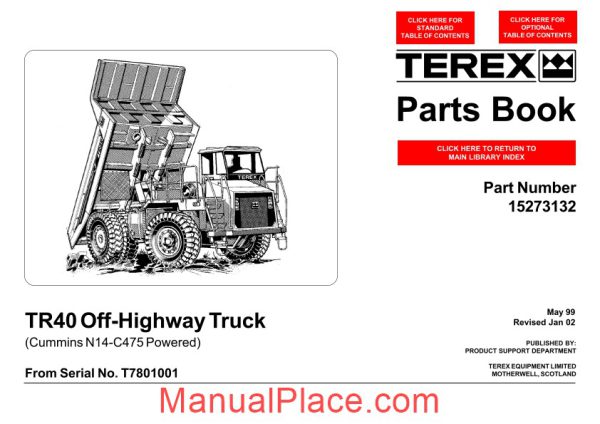 terex tr40 off highway truck parts book page 1