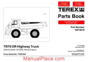 terex tr70 off highway truck parts book page 1