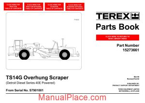 terex ts14g overhung scraper parts book page 1