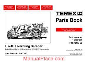 terex ts24d overhung scraper parts book page 1