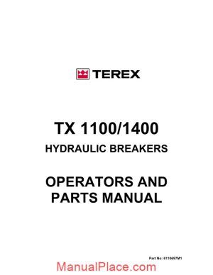 terex tx1100 1400 hydraulic breakers operators and parts manuals page 1