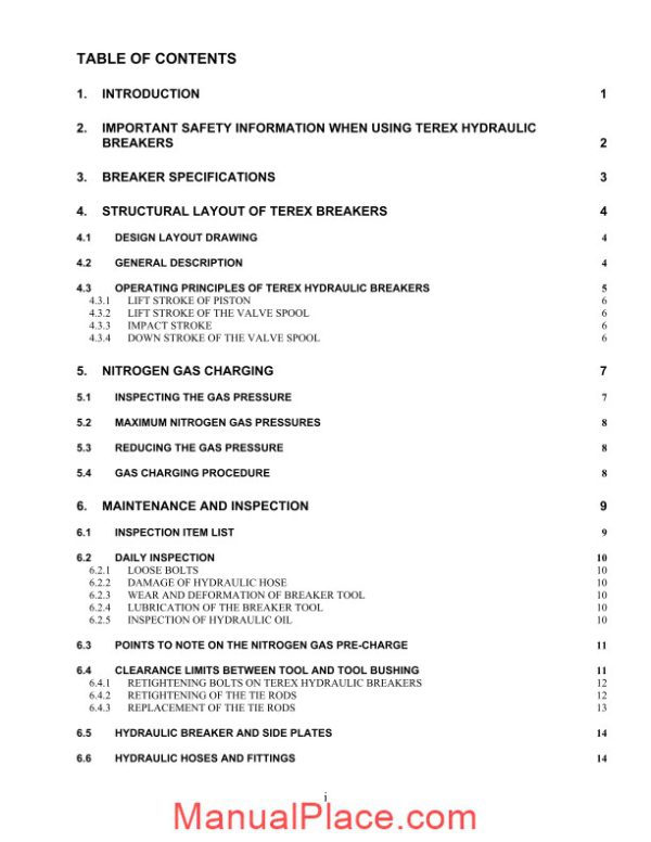 terex tx1100 1400 hydraulic breakers servicemanual page 2