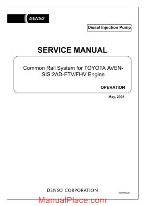 toyota avensis 2ad ftv fhv engine denso common rail system page 1