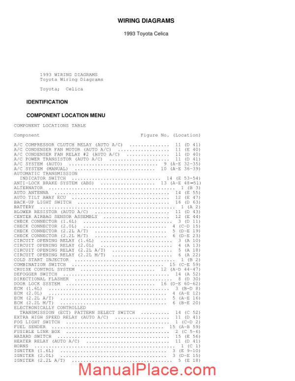 toyota celica wiring diagram 1993 page 1