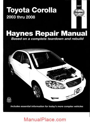 toyota corolla 2003 thru 2008 haynes repair manual page 1