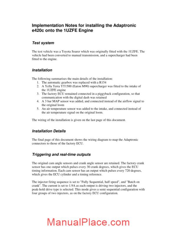 toyota engine 1uzfe installation notes page 1