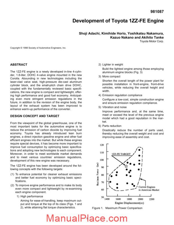 toyota engine 1zz fe repair manual page 3
