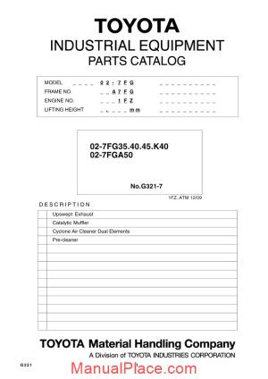 toyota forklift 02 7fg parts catalog page 1