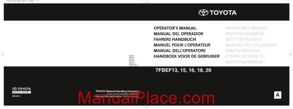 toyota forklift 7fbef13 15 16 18 20 operator manual page 1