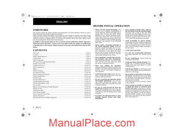 toyota forklift 7fbef13 15 16 18 20 operator manual page 3