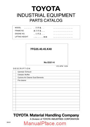 toyota forklift 7fg parts catalog page 1