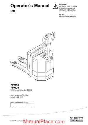 toyota forklift 7pm18 20 operator manual page 1