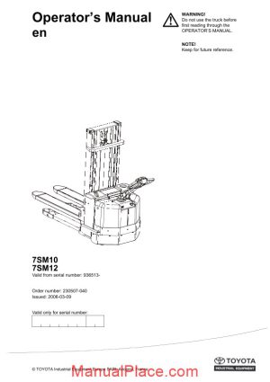 toyota forklift 7sm10 12 operator manual page 1