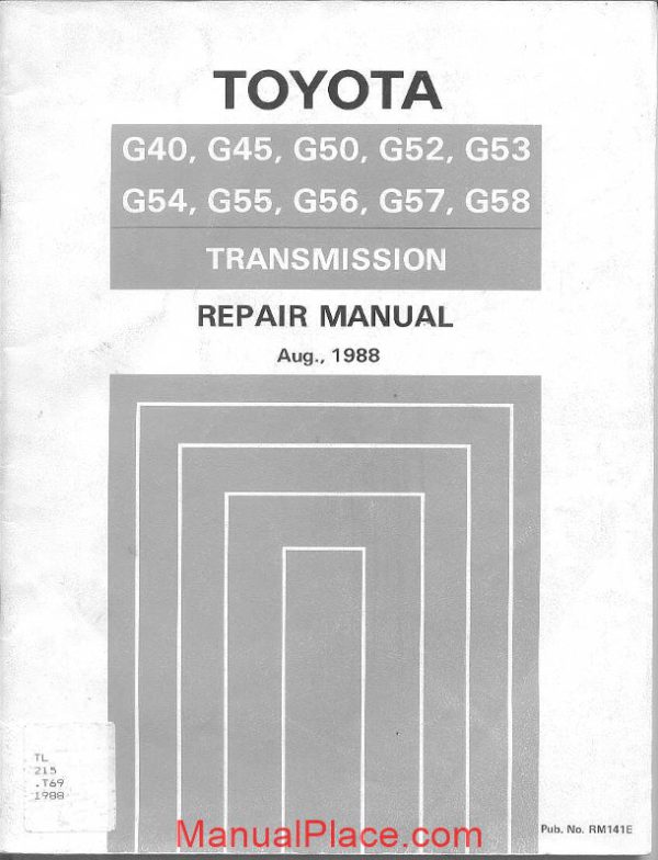 toyota g series transmission repair manual page 1