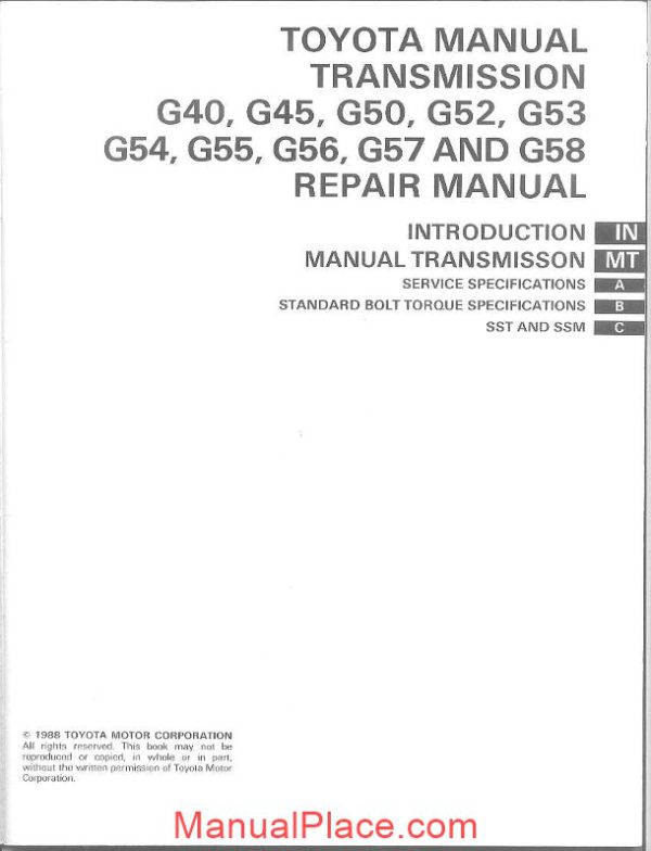 toyota g series transmission repair manual page 3