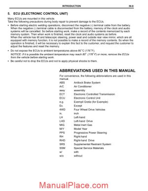 toyota land cruiser 1998 2007 body repair manual page 1