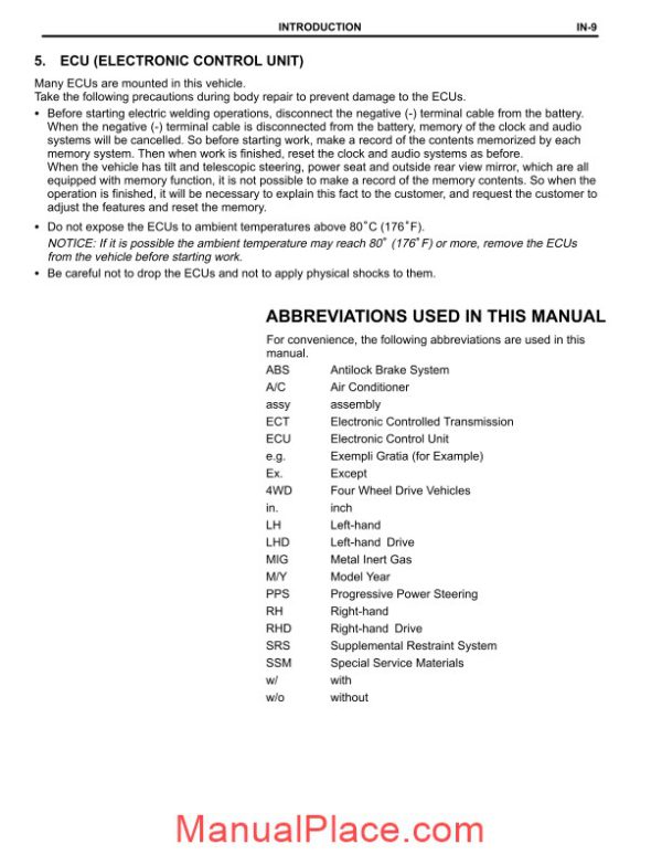 toyota land cruiser 1998 2007 body repair manual page 1