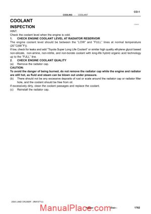 toyota land cruiser 1998 2007 cooling service repair manual page 1