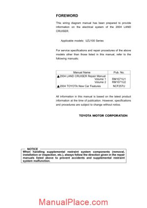 toyota land cruiser 1998 2007 electrical wiring diagram service repair manual page 1