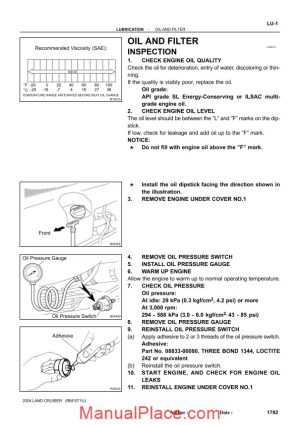 toyota land cruiser 1998 2007 lubrication system service manual page 1