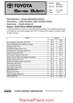 toyota land cruiser 2000 electrical wiring diagram page 1