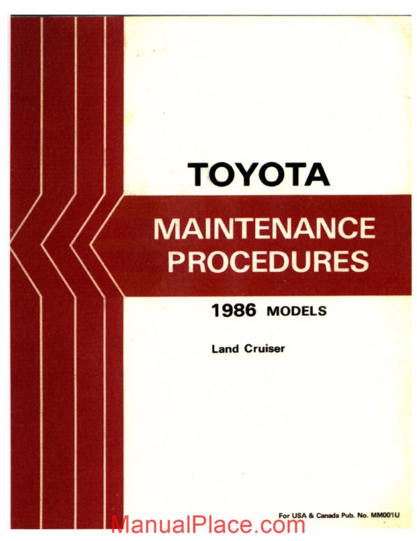 toyota maintenances procedures landcruiser 1986 page 1