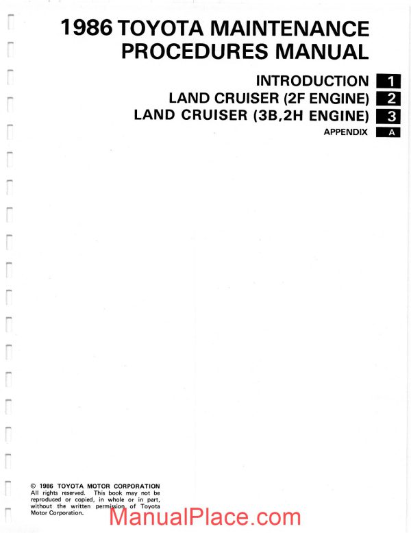 toyota maintenances procedures landcruiser 1986 page 3