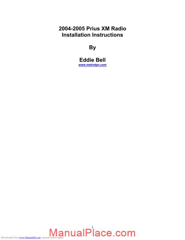 toyota prius 2004 installation instructions manual page 1