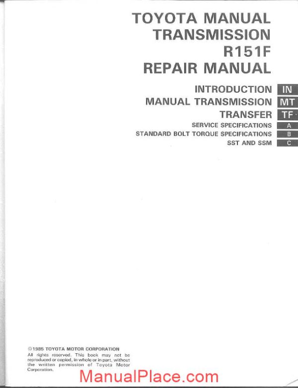 toyota r151f transmisson repair manual page 2