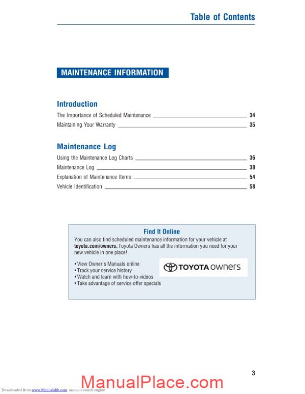 toyota sienna 2014 warranty maintenance manual page 4