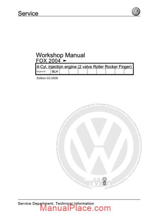 volkswagen cyl injection engine fox 2004 workshop manual edition 03 2006 page 1