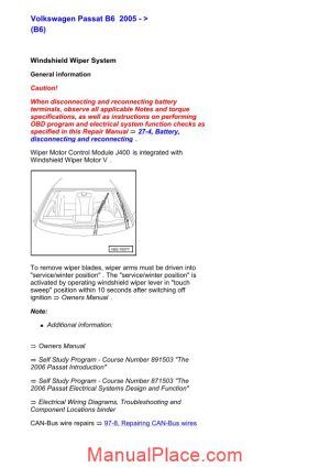 volkswagen service training 871503 the 2006 passat electrical system page 1