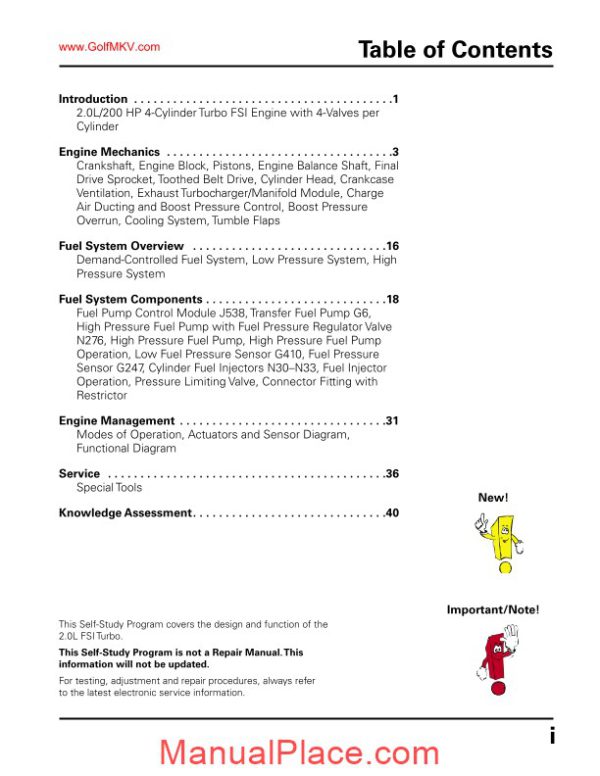 volkswagen service training the 20l fsi turbocharged engine page 3