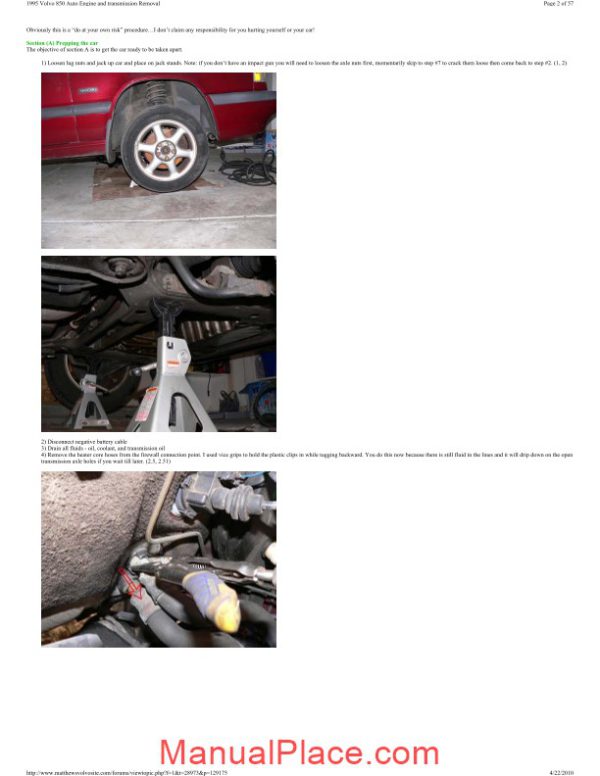 volvo 850 1995 auto engine and transmission removal page 2