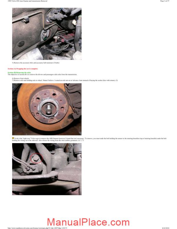 volvo 850 1995 auto engine and transmission removal page 3