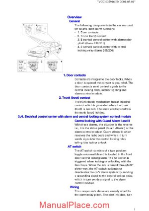 volvo 850 guard alarm ii service manual page 1