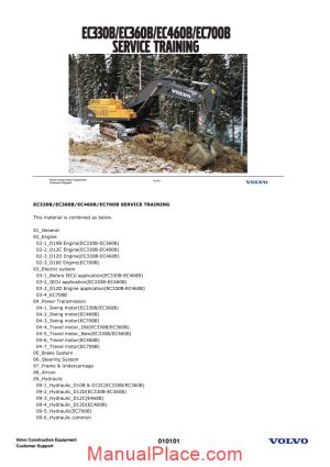 volvo construction equipment ec330b 360b ec460b ec700b service training page 1