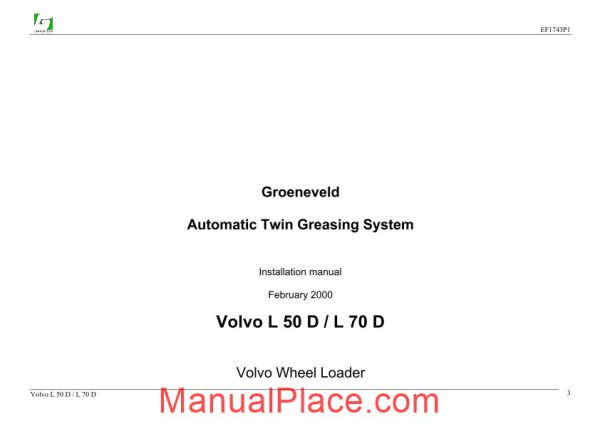 volvo l50d l70d wheel loaders shop manual page 3