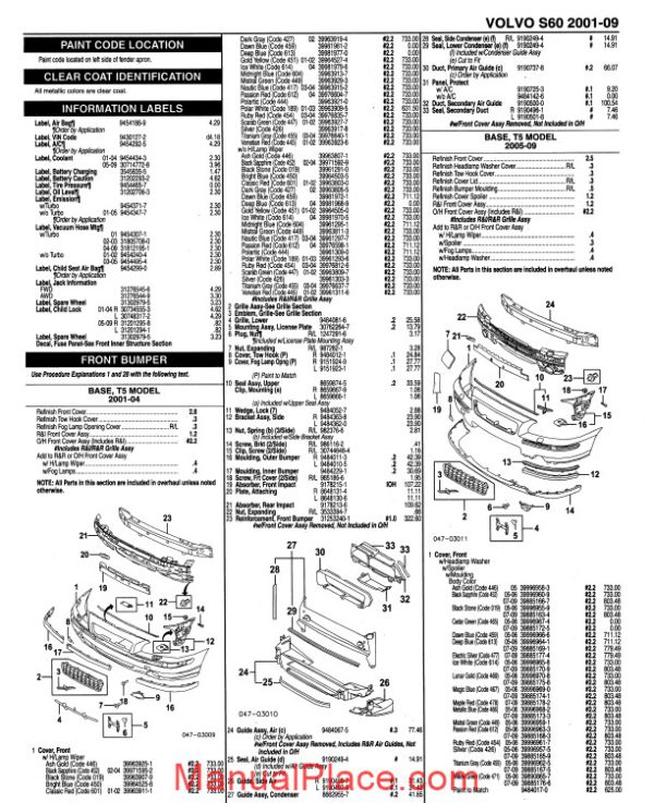 volvo s60 2001 2009 parts manuals page 2