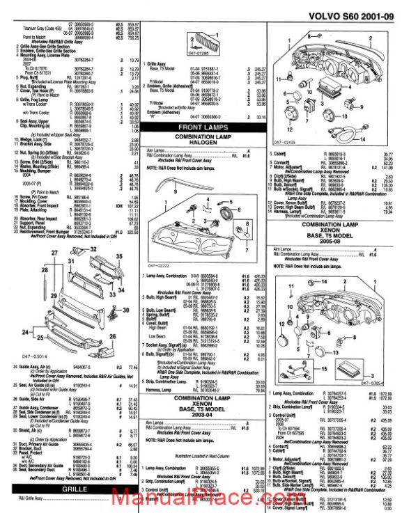 volvo s60 2001 2009 parts manuals page 4