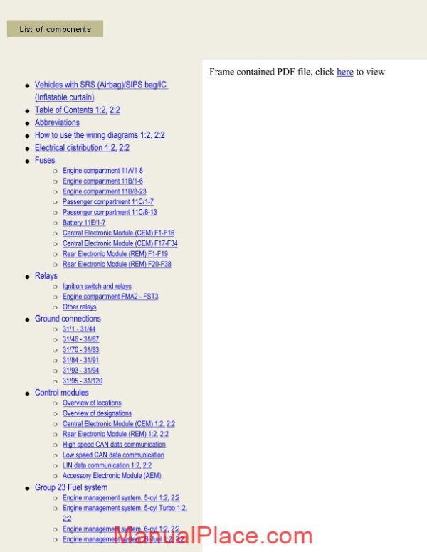 volvo s60 s60r s80 2005 wiring diagram page 1