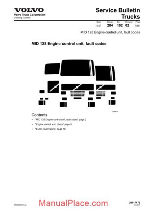 volvo trucks mid 128 engine control unit fault codes 1 page 1