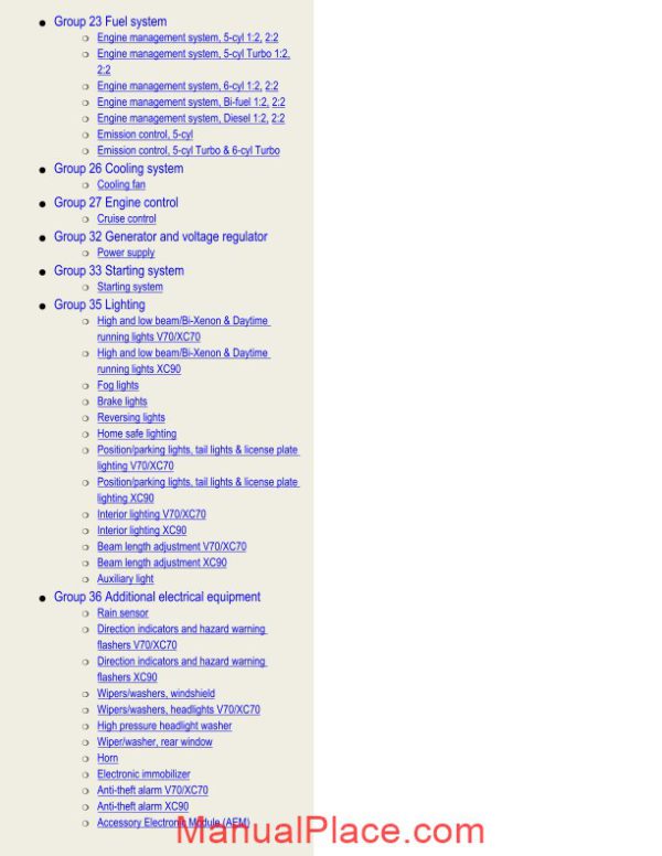 volvo v70 v70r xc70 xc90 2005 wiring diagram page 2