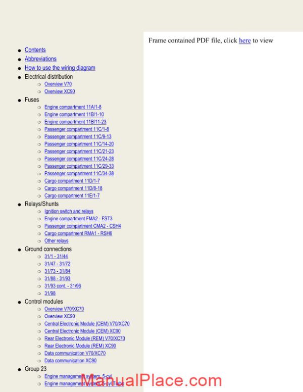 volvo v70 xc70 xc90 2003 wiring diagram page 1