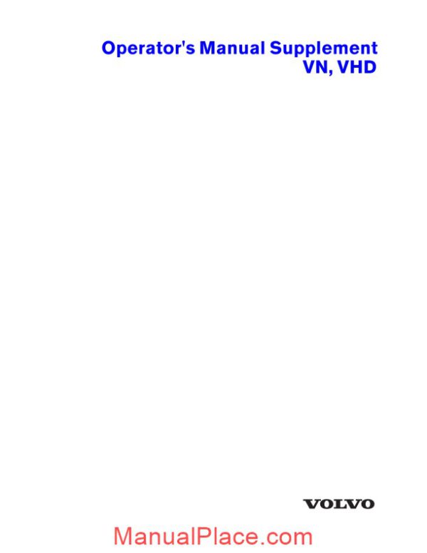 volvo vn vhd operators manual supplement page 1